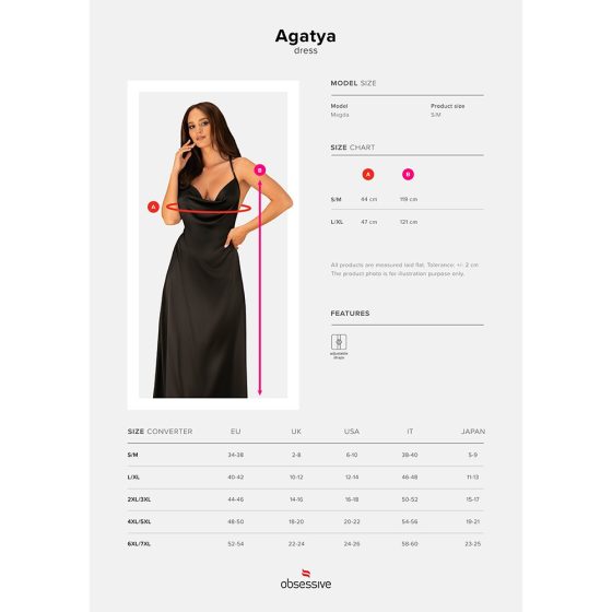 Obsessive Agatya hosszú ruha (fekete)